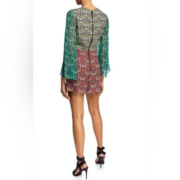 Alice + Olivia • Brylee Tie-Front Bell-Sleeve Romper • SZ 0 • Retail $375 - Picture 2 of 12